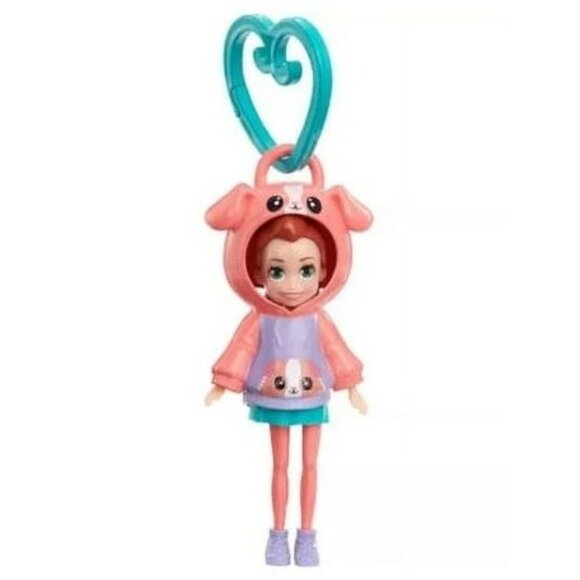 Polly Pocket Friend Clips Lila Doll with Puppy Hoodie & Heart-Shaped Clip - Picture 5 of 5